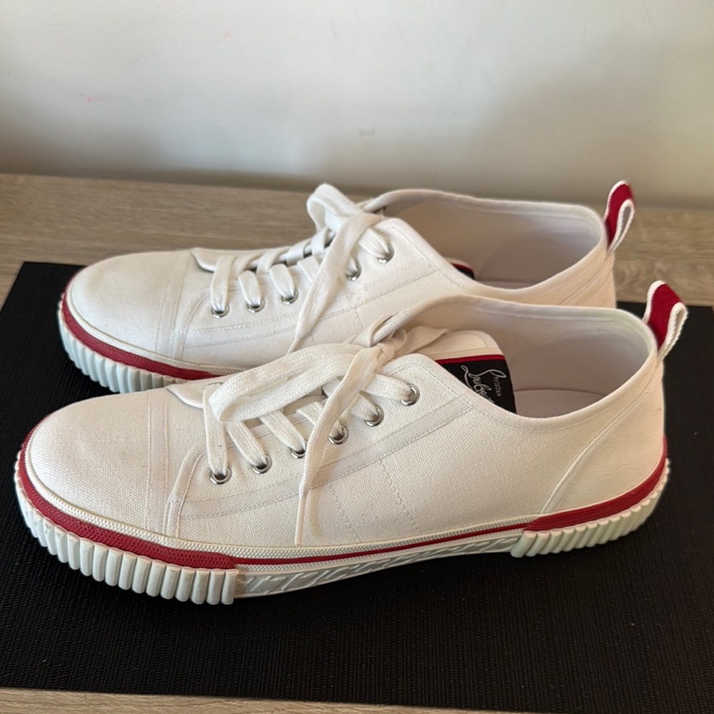 Christian Louboutin Men’s Pedro Sneaker - White Canvas